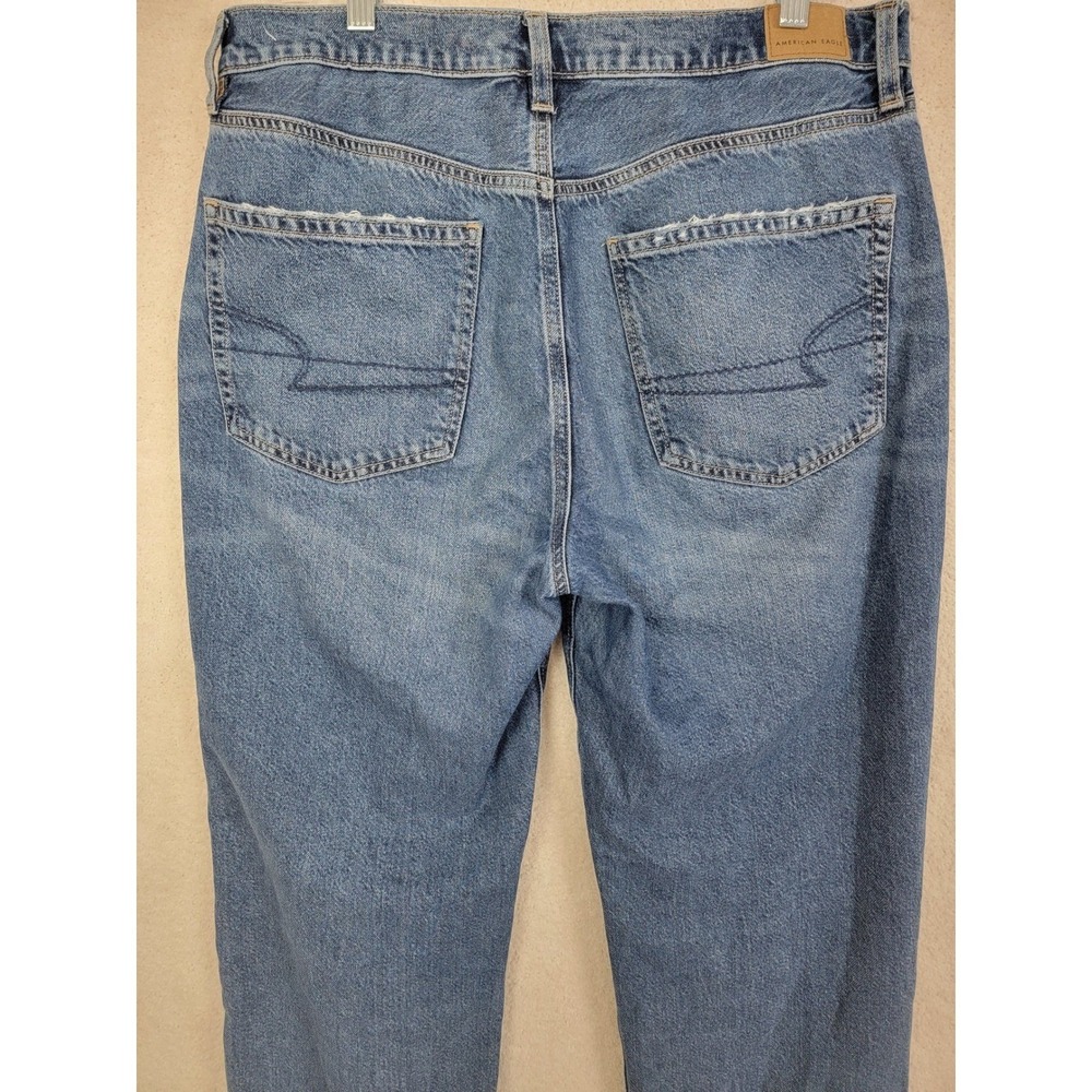 American Eagle Low-Rise Baggy Jeans Womens 12 Long Blue Wide Leg Y2K Retro Denim - Picture 10 of 14